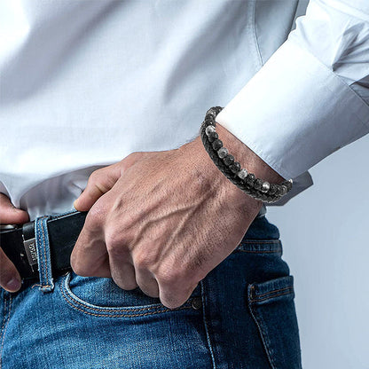 (Zeitlich begrenzter Rabatt 🔥 Letzter Tag)Natürlicher Achat Stein Leder Perlenarmband