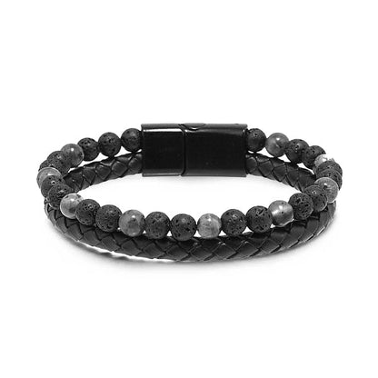 (Zeitlich begrenzter Rabatt 🔥 Letzter Tag)Natürlicher Achat Stein Leder Perlenarmband