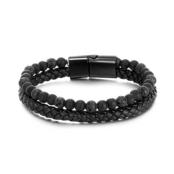 (Zeitlich begrenzter Rabatt 🔥 Letzter Tag)Natürlicher Achat Stein Leder Perlenarmband